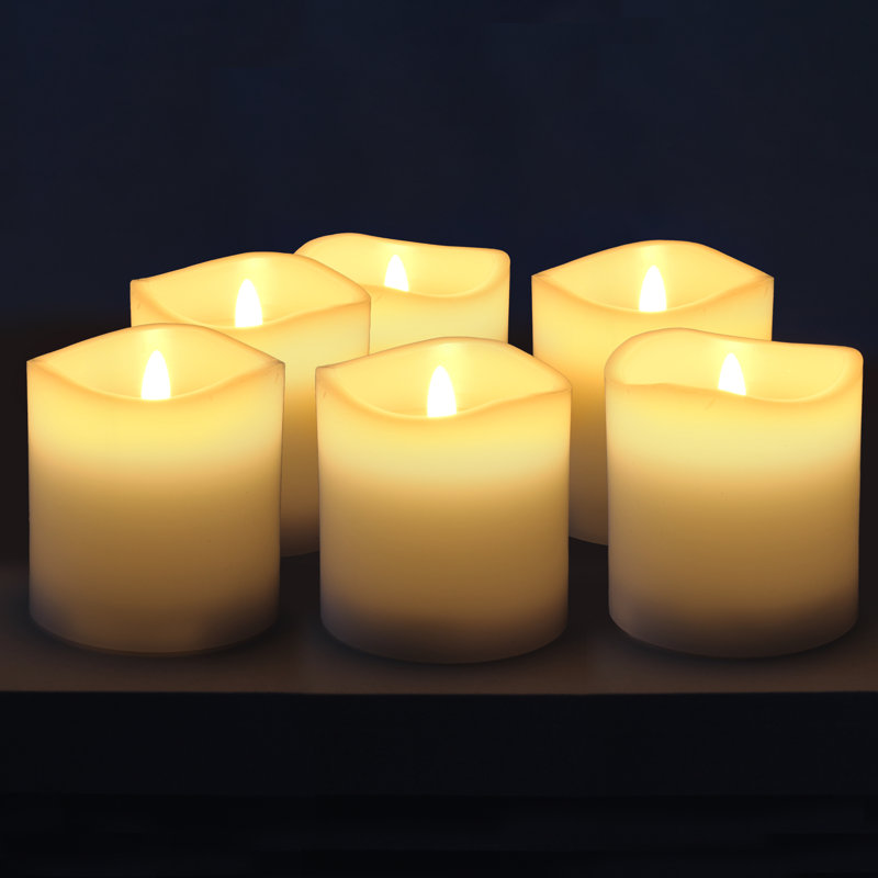 Ensemble de bougies pilier 6 pièces Jhara, Blanc, H 3 po x l 3 po x P 3 po