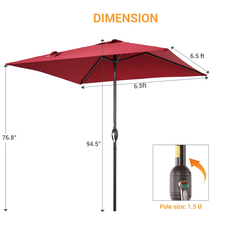 Parasol de marché carré 78,1 po Sakia, Vin rouge