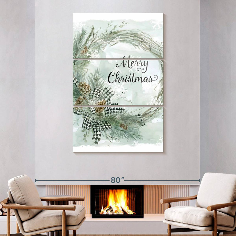 Couronne de pin Lelend Merry Christmas, H 74 po x l 48 po