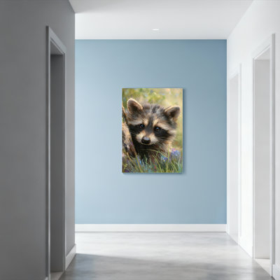 Tableau sur toile représentant un raton laveur, idéal pour décorer un salon, une chambre ou un bureau.