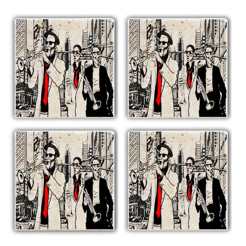 Stoneware Square 4 Piece Coaster Set