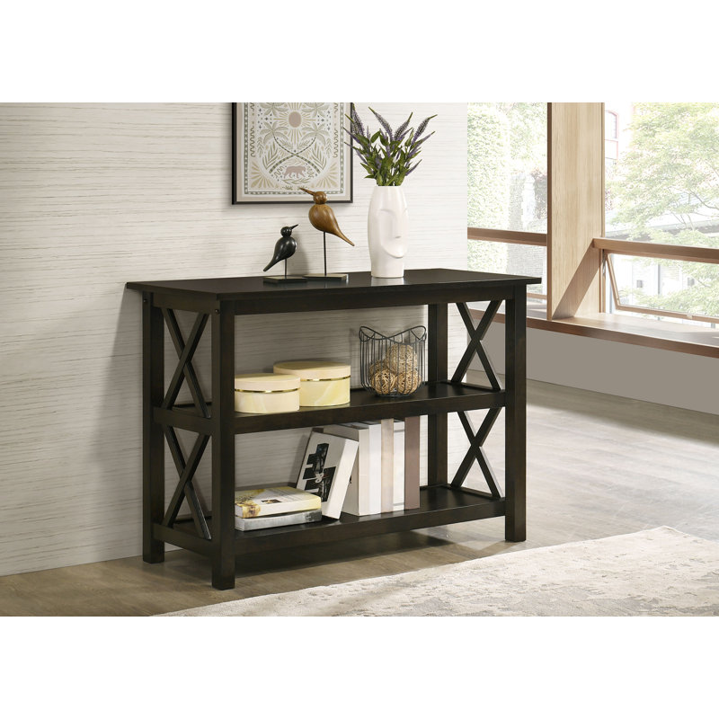 Console Elisabeth à 2 tablettes en bois Merlot foncé, Merlot foncé