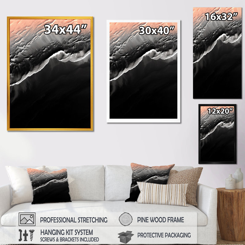 Islande, plage de sable, merveilles II - plage, art mural, H 44 po x l 34 po x P 1,5 po, Cadre simple blanc
