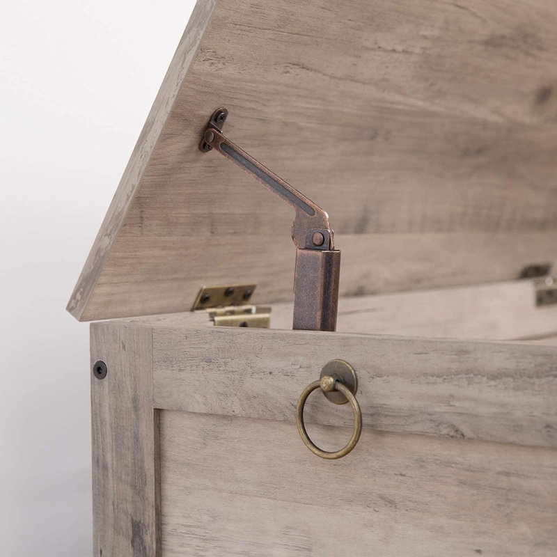 Wood Storage Bench, Greige