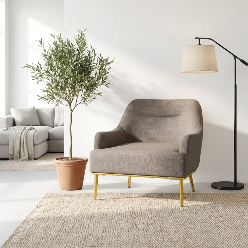 Chaise d'appoint moderne avec dossier incurvé et pieds en métal