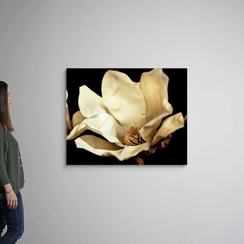 «Buttercream Magnolia I», art mural sur toile, H 45 po x l 36 po x P 1,25 po, Toile tendue