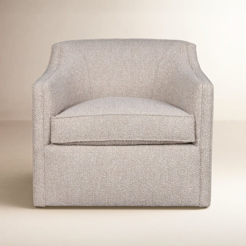 Marietta Upholstered Swivel Armchair, Davis Fog Performance Bouclé