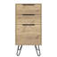 Commode 3 tiroirs en chêne clair avec pieds en épingle et plateau supérieur | Idée de cadeau