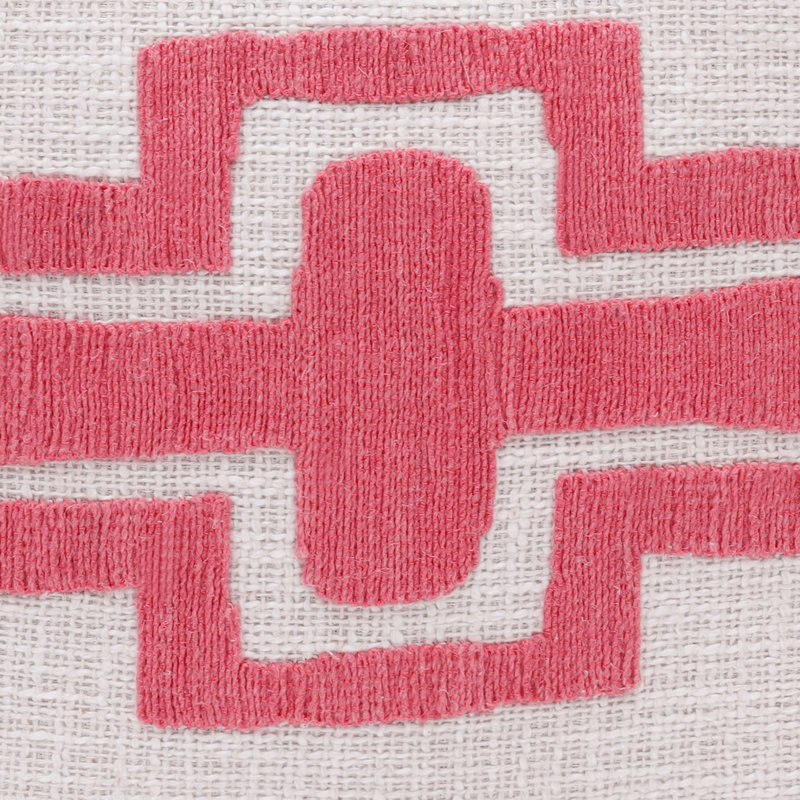  Geometric Handmade Cotton Wool Blend Decorative Throw Pillow, Pink/Ivory, Square 20", Polyester