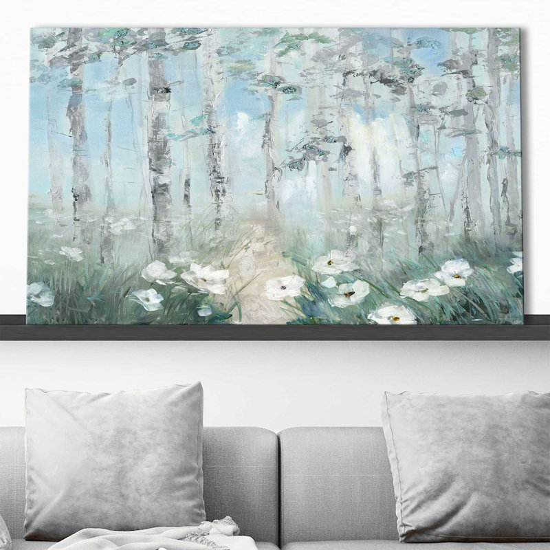 Magical Birch Grove - Peinture, L 30 po x H 18 po, Toile tendue