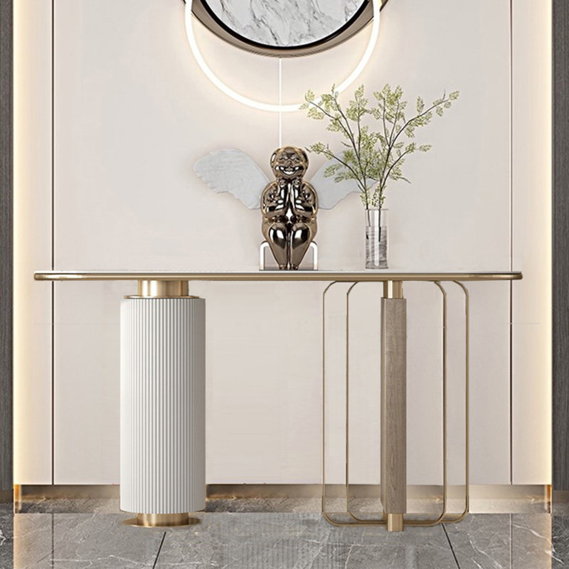 Console moderne en pierre frittée minimaliste, H 33,4 po x l 62,9 po x P 13,7 po