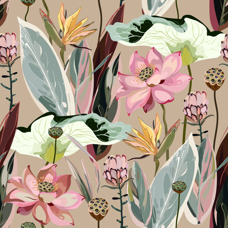 Floral Tile, 2.08' W x 10.42' L