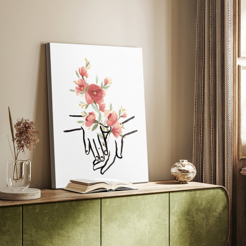 Mains et fleurs III - Cavas de galerie sur mesure