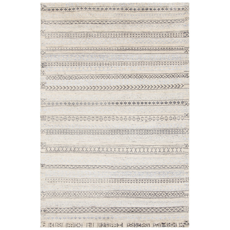 Isla Hand-Knotted Cream/Gray Area Rug, Rectangle 7'9" x 10'6"