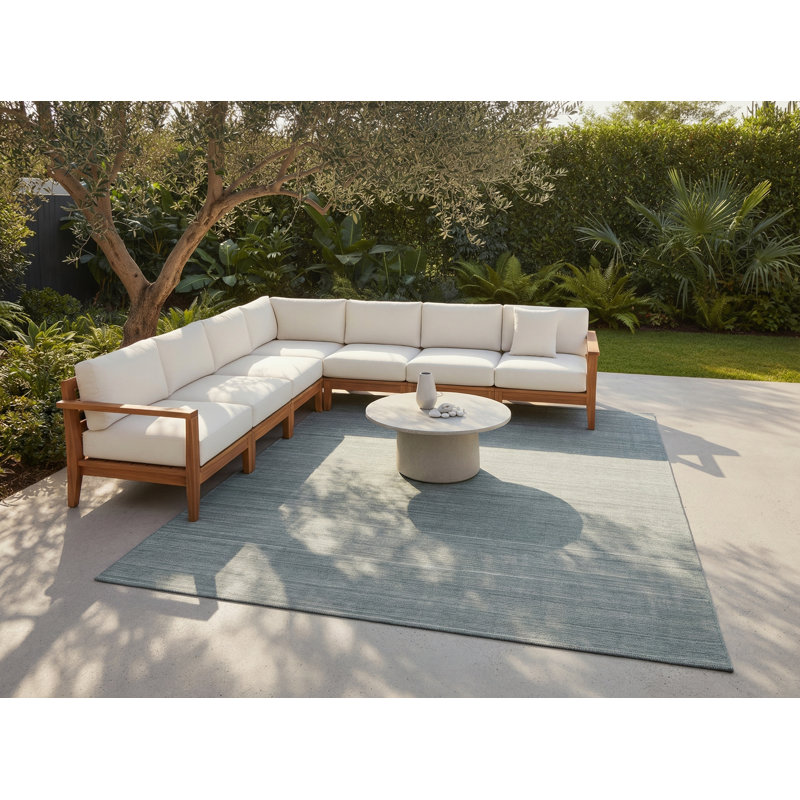 Tapis en polyester tissé à la main Garey, Rectangle de 5 pi x 8 pi