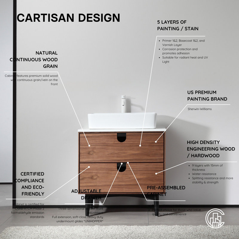 Portree 30" W Single Vanity, Walnut