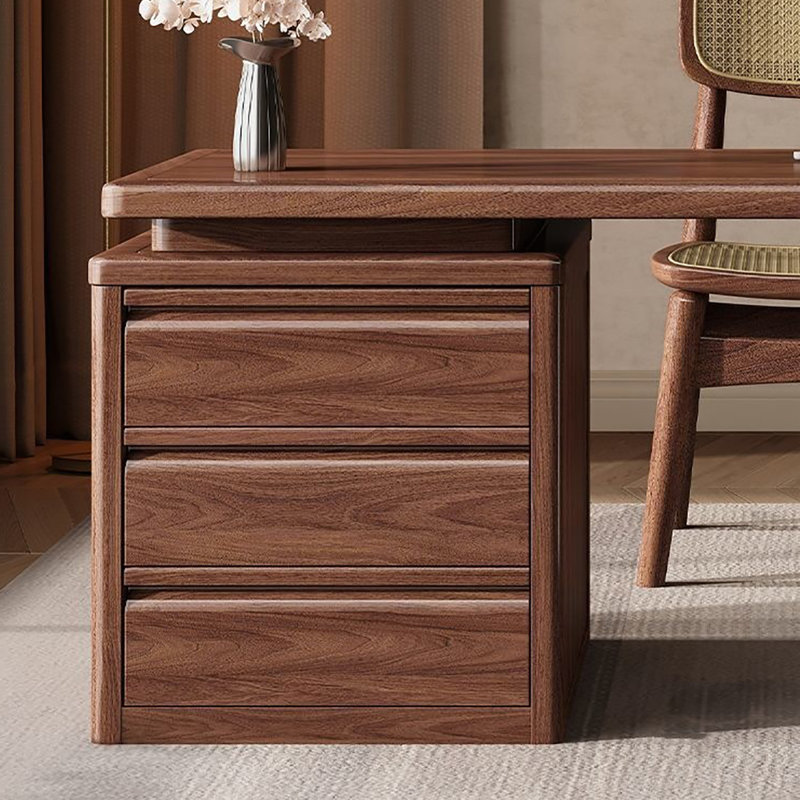 Bureau moderne en bois de noyer noir avec tiroirs, H 29,5 po x l 55,1 po x P 25,6 po