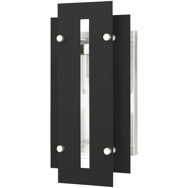Wall Light, 14" H x 7" W x 7" D, Black/Brushed Nickel