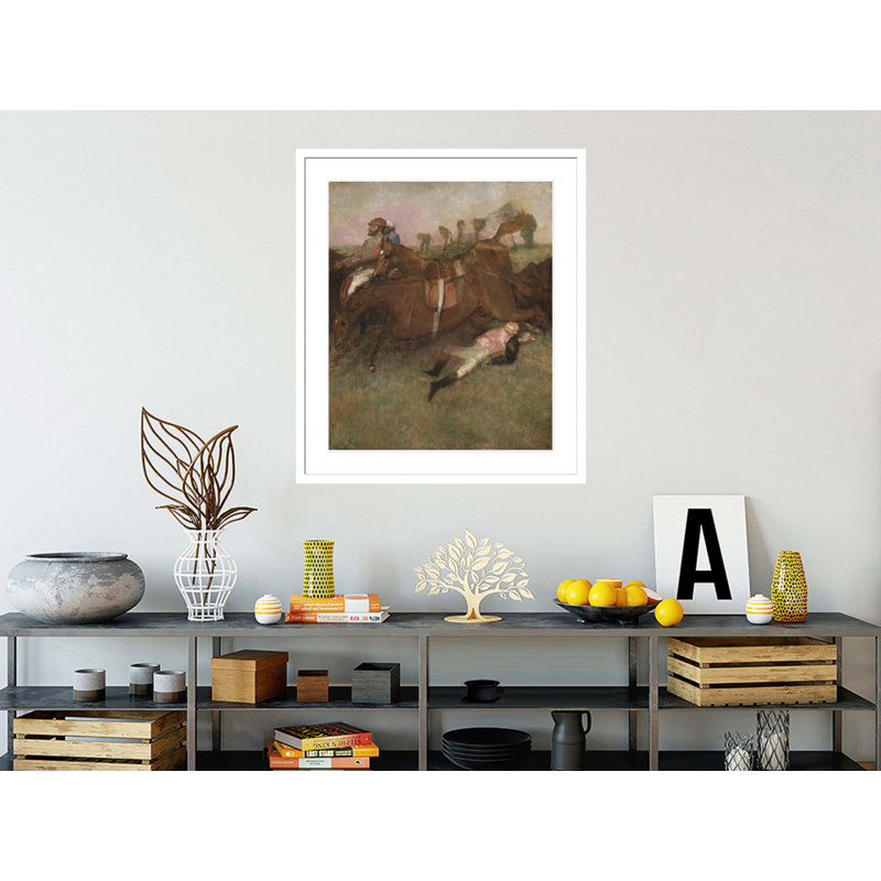 «Scene from the Steeplechase: The Fallen Jockey» par Edgar Degas, impression giclée encadrée, H 38,7 po x l 33,5 po
