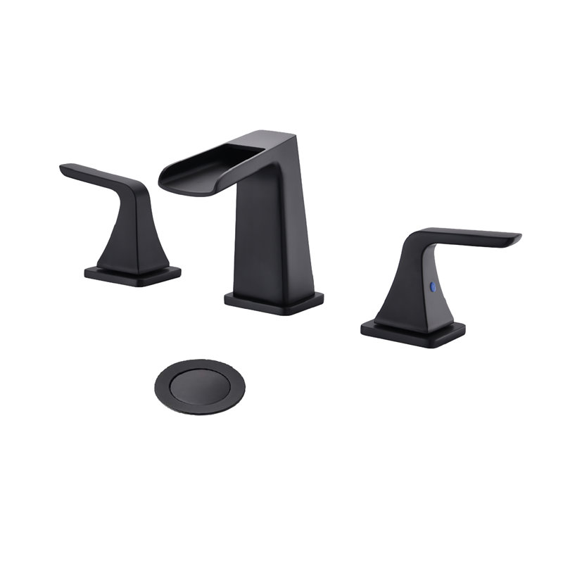 Widespread 2-handle Bathroom Faucet with Drain Assembly, Matte Black