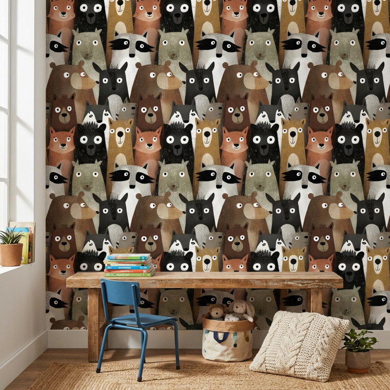 Papier peint animaux, décoration murale ludique, Non tissé, non collé