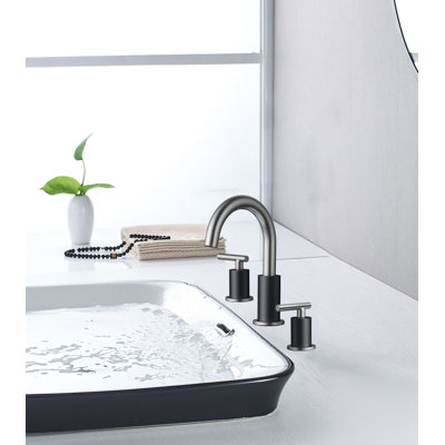 8-Inch Widespread Bathroom Faucet With Dual Handles, Metal Pop-Up Drain & 24" Supplies