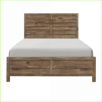 Cadre de lit pour grand lit en faux placage de bois au fini pin vieilli de style rustique pour chambre à coucher