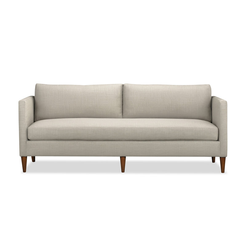 Clifford 87" Upholstered Custom Bench-Seat Sofa, Lena Sand Performance Linen Blend