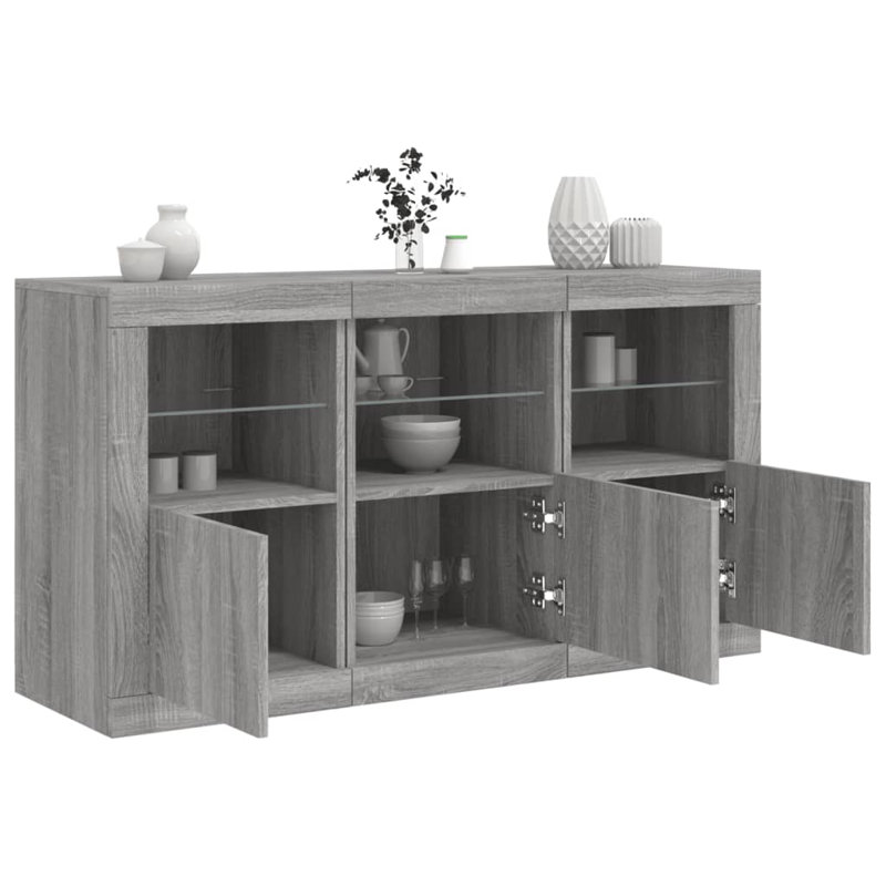 Azarriah 123 cm W Glass Sideboard, Grey Sonoma