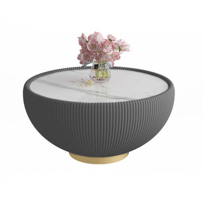 Light Marble Top Cup Shape Leather Coffee Table(Only 1 Table)