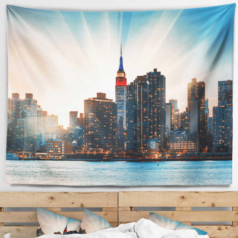 Tapisserie de l’horizon en polyester à coucher de soleil vif avec accessoires suspendus inclus, H 32 po x l 39 po