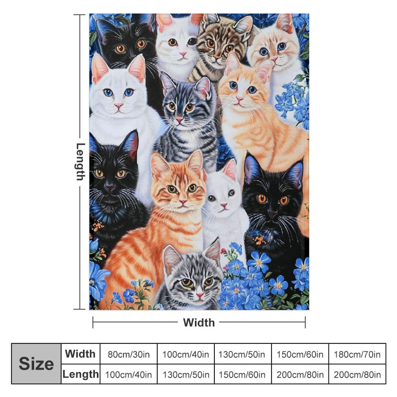 Couverture pour lit Collage Kitten, jeté pour unisexe et enfants - Couvertures pour chat en peluche super douce pour amoureux des chats, jetés - taille 30 x 40