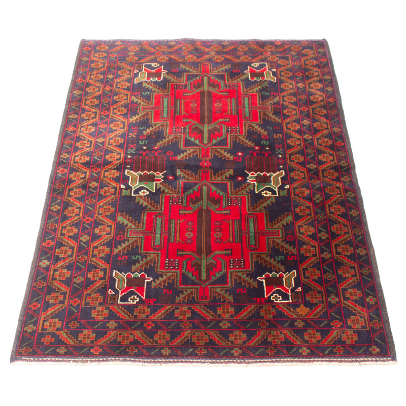 Tapis bleu foncé Teimani 3 pi 11 po x 6 pi 6 po