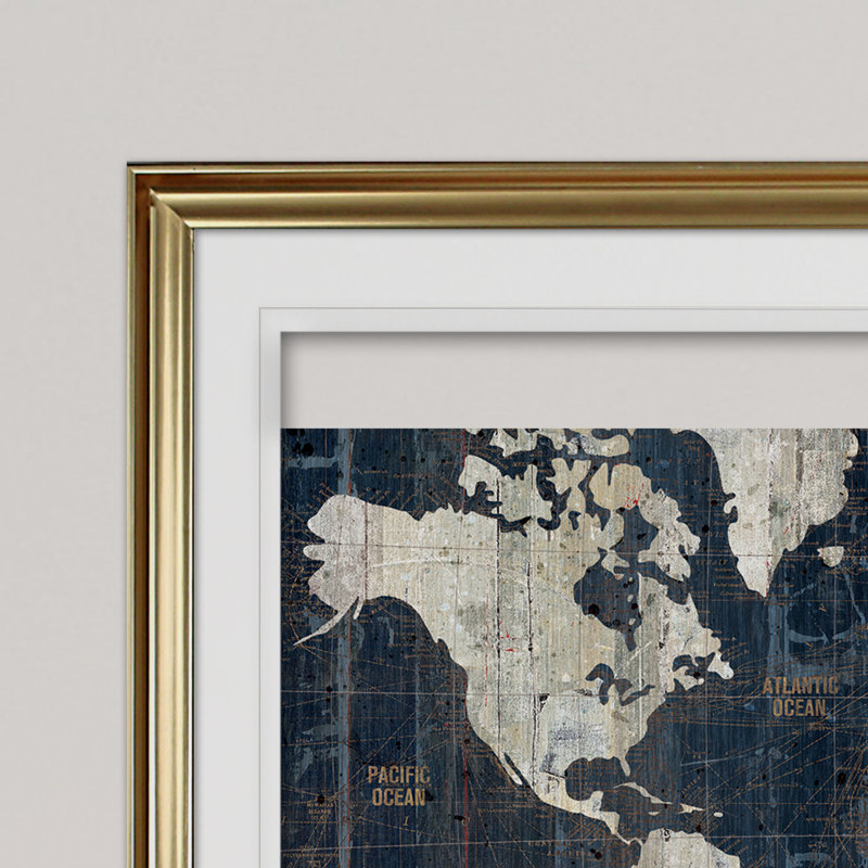 " Old World Map ", Gold, 20" H x 24" W x 1.5" D