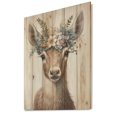 " Cute Baby Goat With Floral Crown "