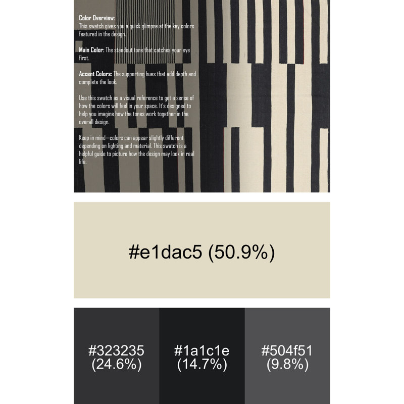 Tapis contemporain beige / noir, Rectangle 2 pi x 5 pi