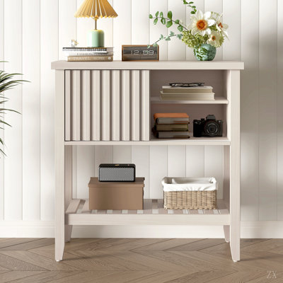 Console de 31,5 po avec portes coulissantes et tablette de rangement pour le couloir, le salon ou le bureau