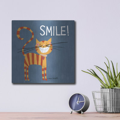 Luxe Metal Art 'Happy Cats Smile' By Anne Tavolett " Happy Cats Smile " by Anne Tavoletti