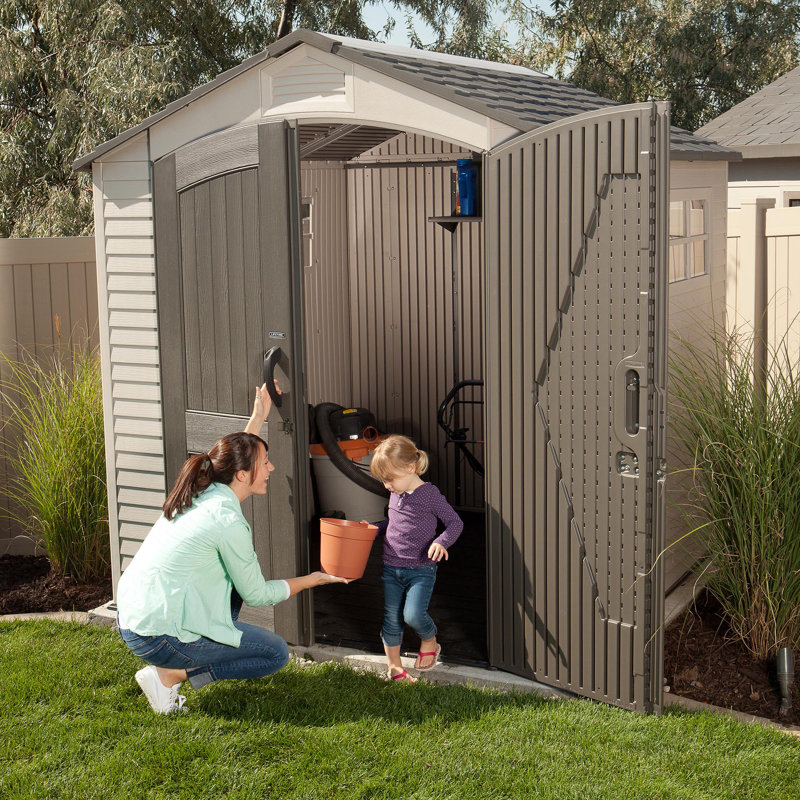 Lifetime 7 Ft. x 7 Ft. High-Density Polyethylene (Plastic) Outdoor Storage Shed with Steel-Reinforced Construction