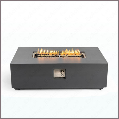 Rectangular Concrete Propane Fire Pit Table 40000 BTU For Outdoor Patio Garden Backyard