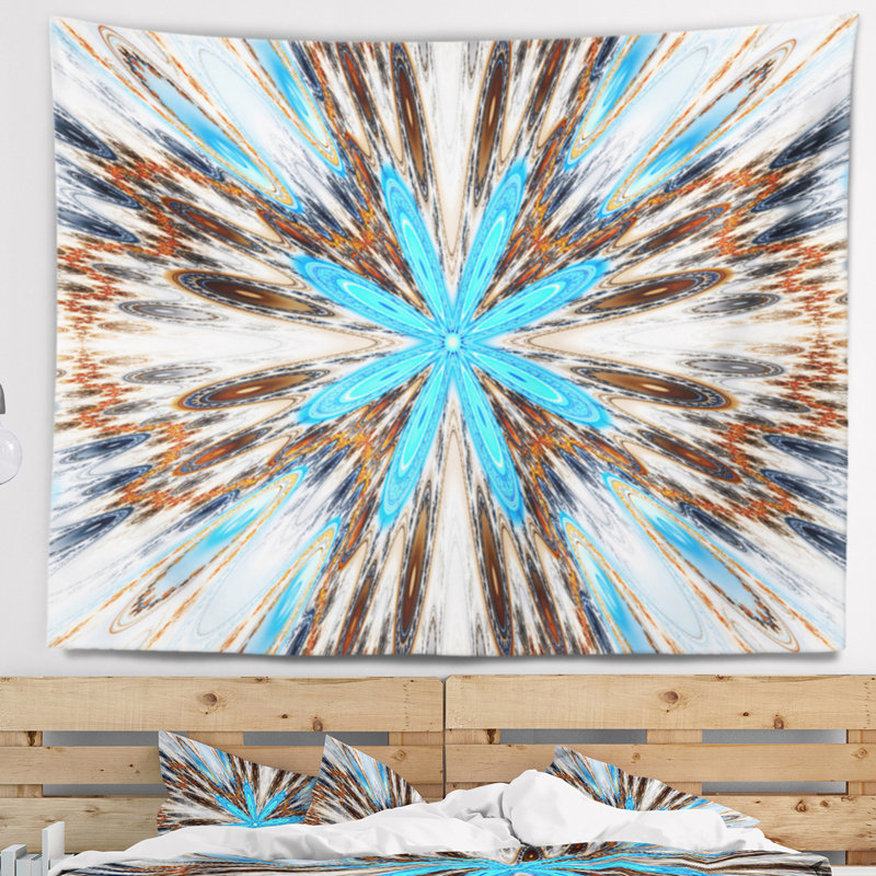 Tapisserie fleurs avec rayons rayonnants Abstract, H 32 po x l 39 po