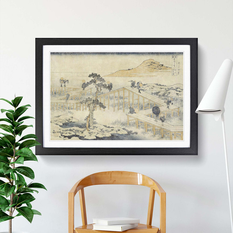 Ancient View Of Yatsuhashi In Mikawa Province by Katsushika Hokusai - Single Picture Frame Painting, Black Framed