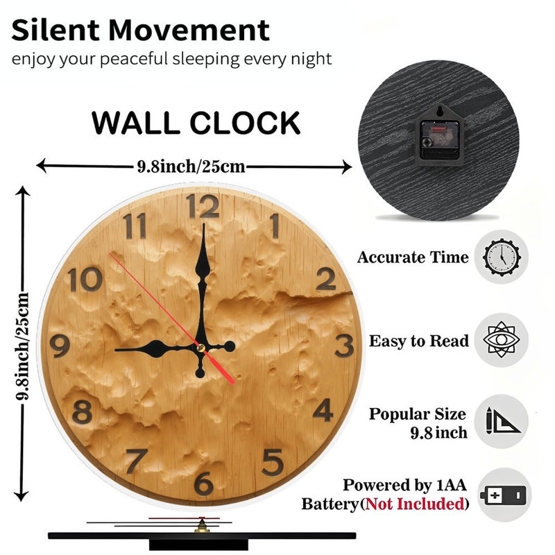 Horloge murale rustique en bois sculpté