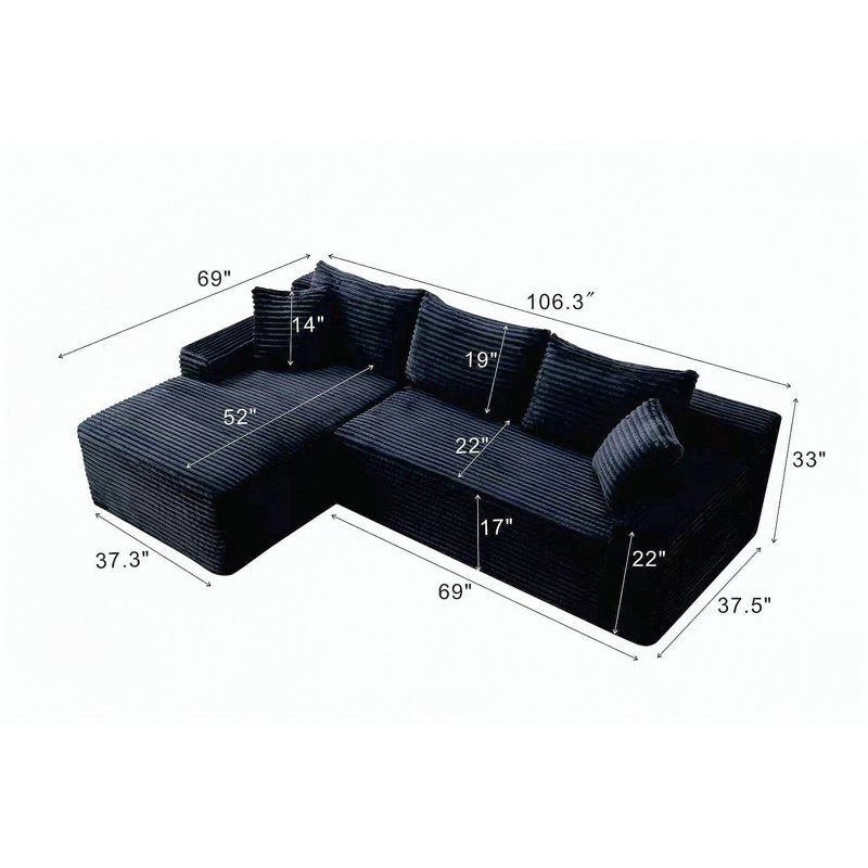Canapé modulaire 106,3 po Cloud, Black