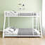 Lit superposé en métal simple au-dessus d'un lit double avec escalier amovible, structure robuste robuste avec rangement sous le lit de 12 po pour les adolescents et les adultes, les adolescents, aucun sommier nécessaire, blanc