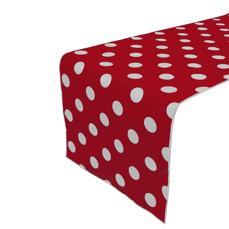 Polka Dots Print Table Runner, White/Red, 120" L x 12" W