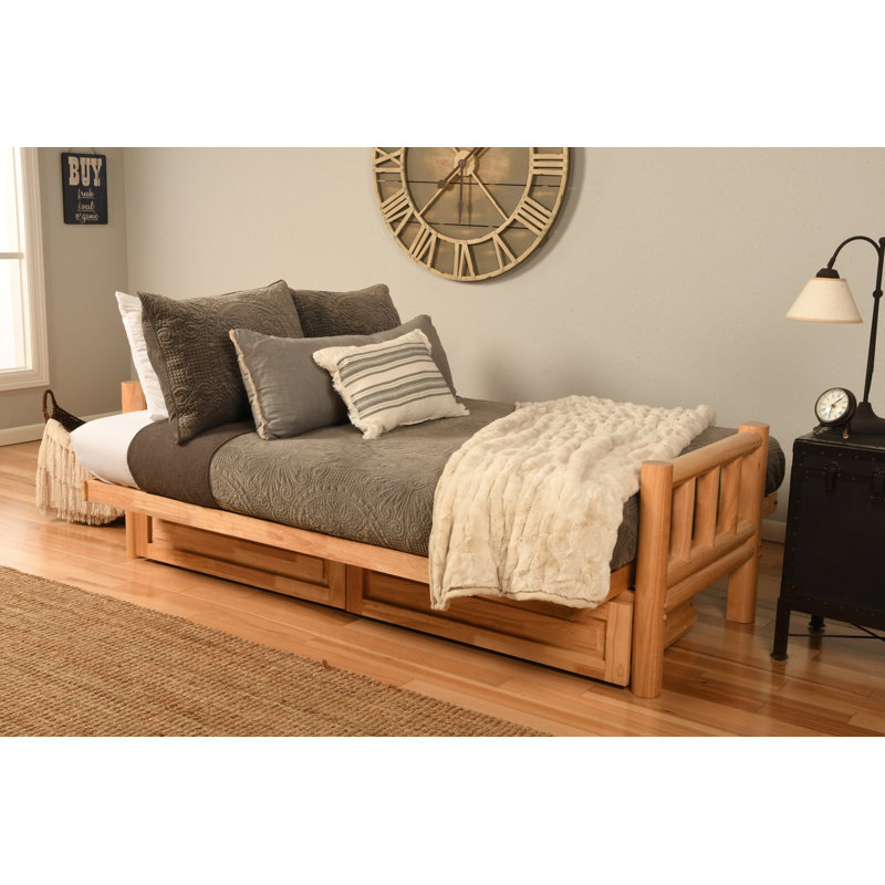 Stratford Full / Double 81'' Upholstered Futon And Mattress, Marmont Mocha, Natural