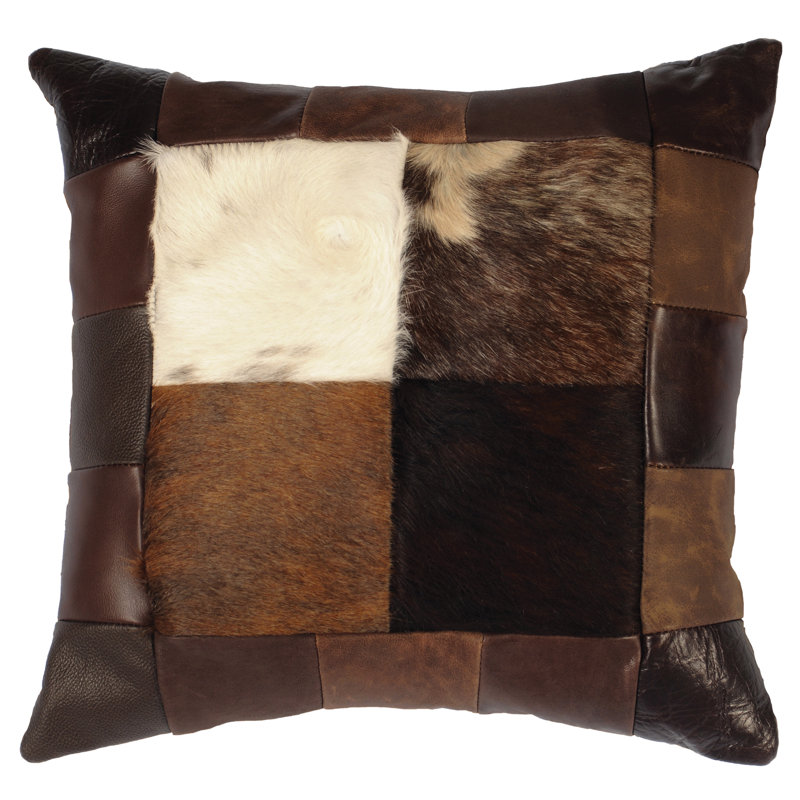Wooded River Four Square Leather Pillow (16"x16")