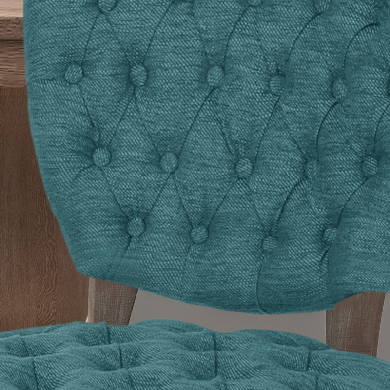 Chaise Parsons rembourrée et capitonnée Richard, Polyester sarcelle
