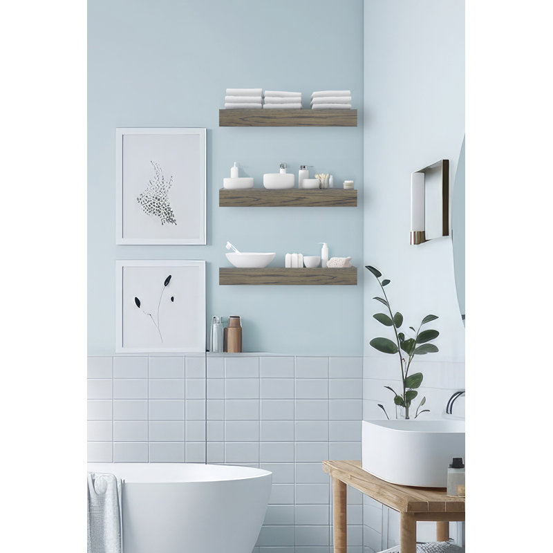 3 Piece Oak Floating Shelf, 3'' H x 13'' W x 4'' D